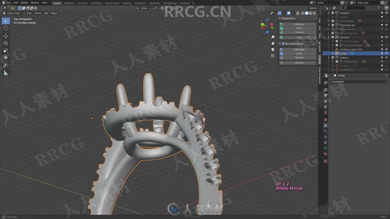 Blender珠宝首饰3D打印级设计实例制作视频教程