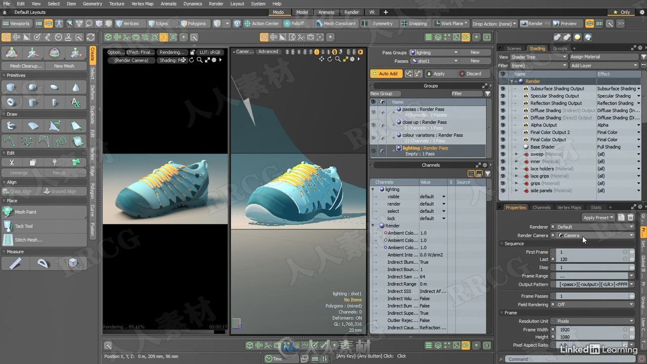 Modo逼真鞋子3D建模制作视频教程