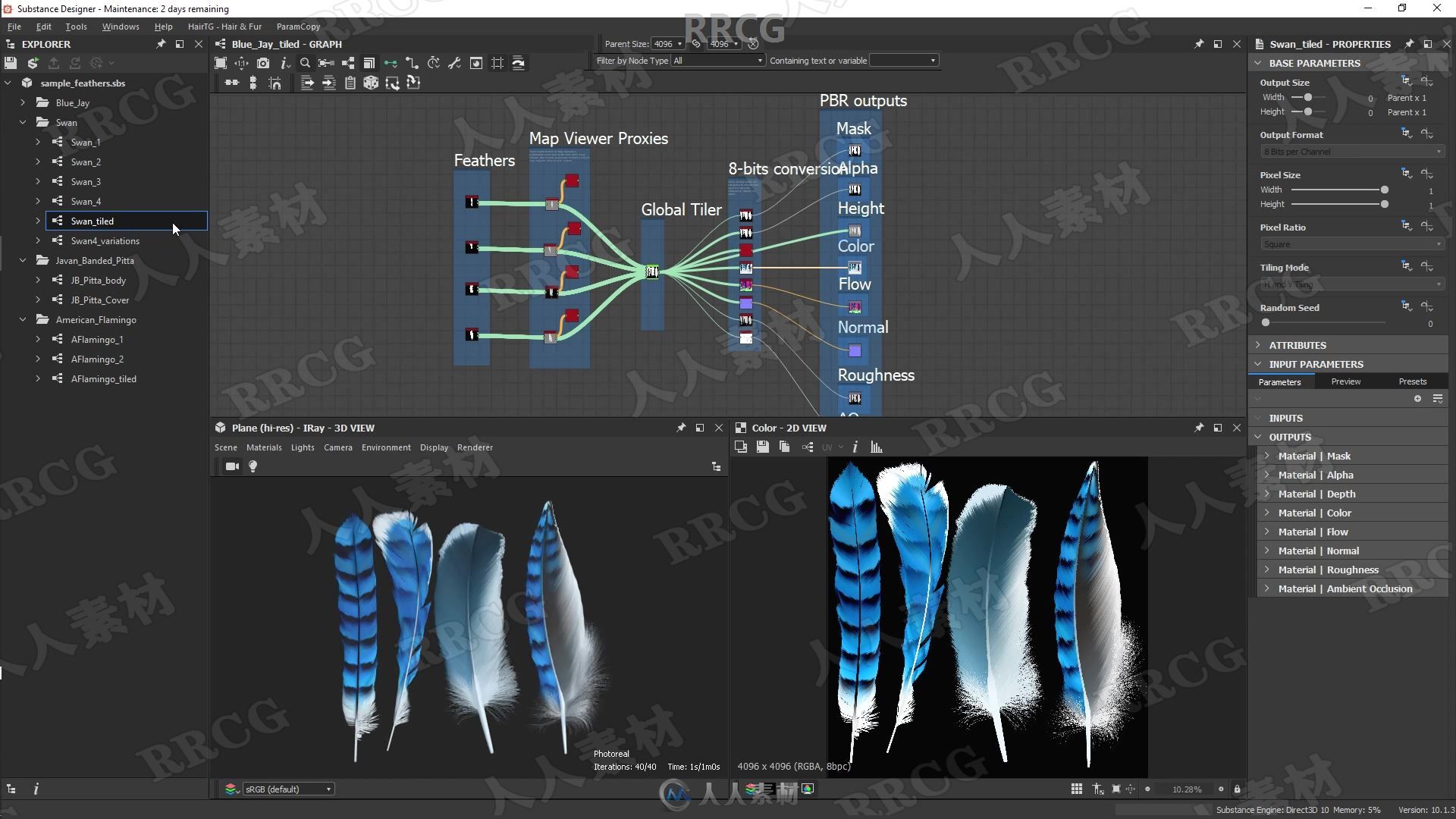 Substance Designer逼真羽毛PBR纹理实例制作视频教程