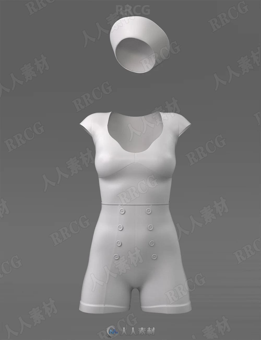 性感女士海军服夏季套装3D模型合集