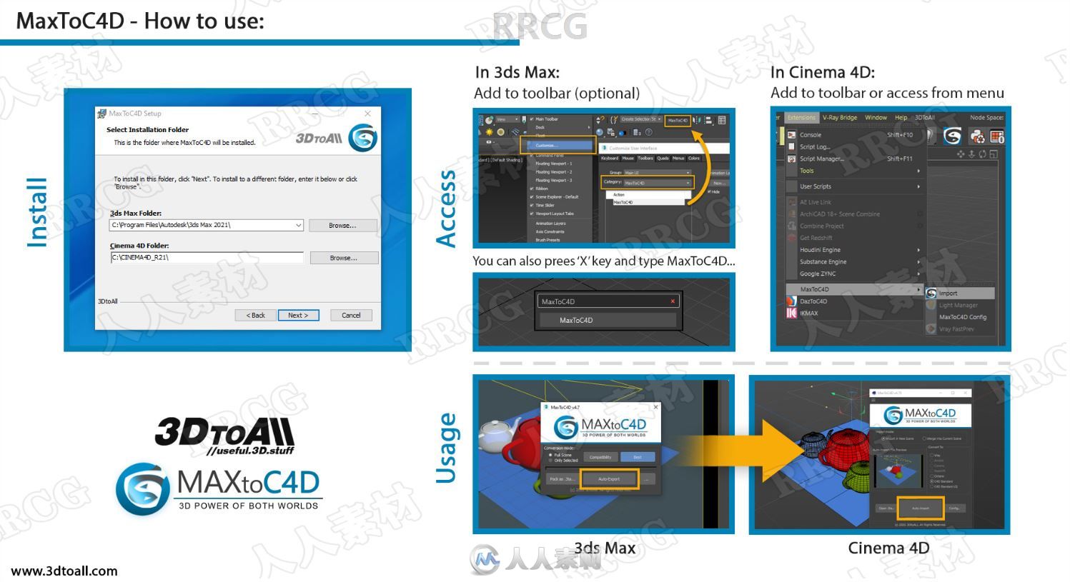 MaxToC4D从3DMax模型导入C4D插件V5.0版