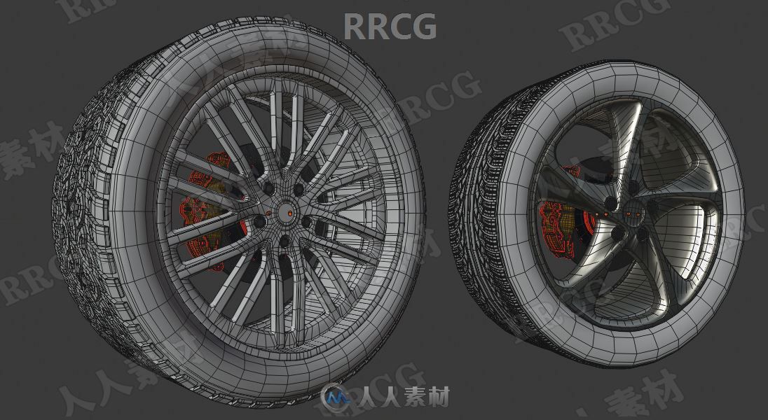 20组现代运动汽车轮毂轮胎轮辋设计3D模型合集