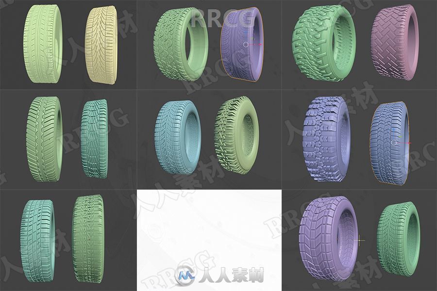 20组现代运动汽车轮毂轮胎轮辋设计3D模型合集