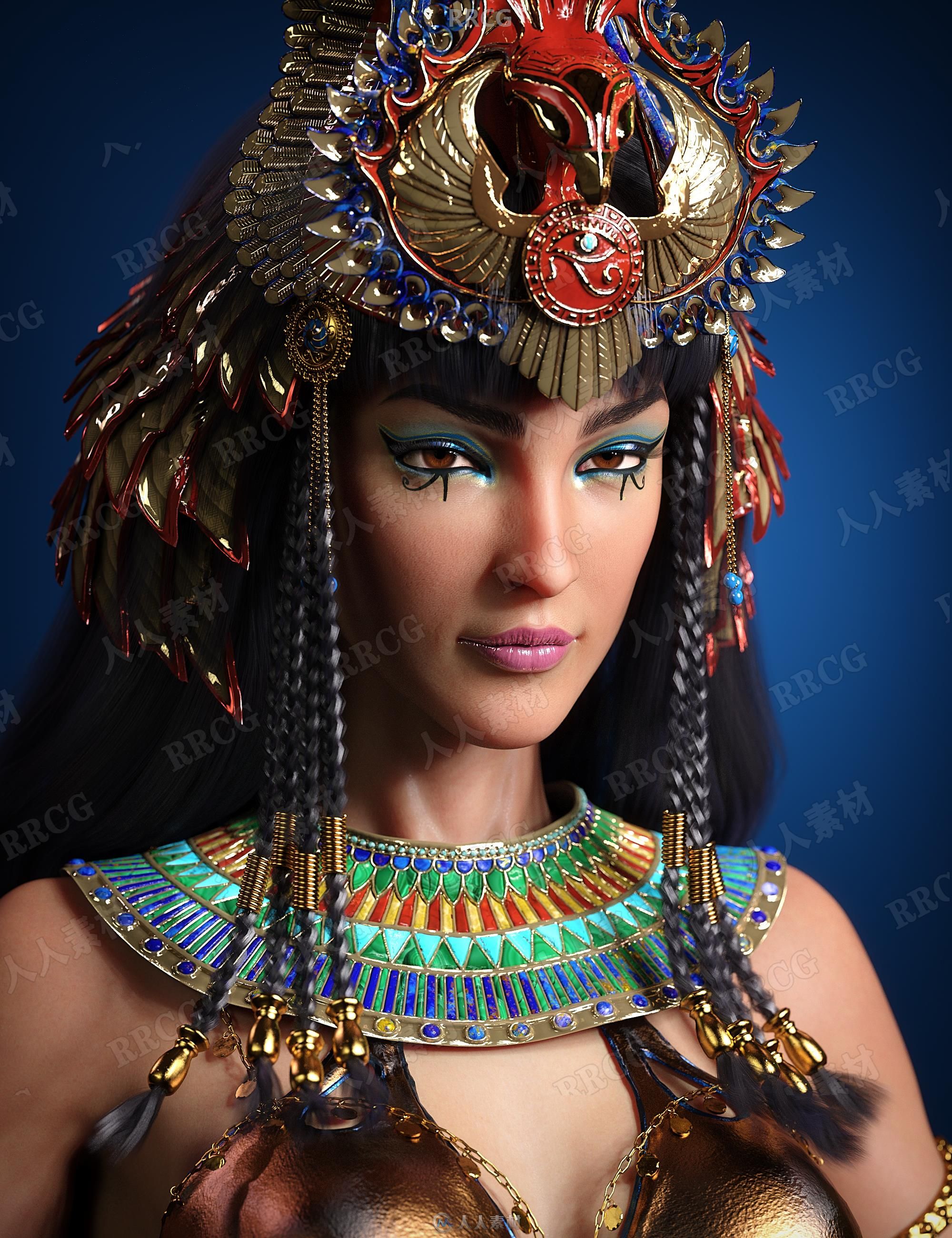 埃及艳后女王角色服饰发型场景相关3D模型合集