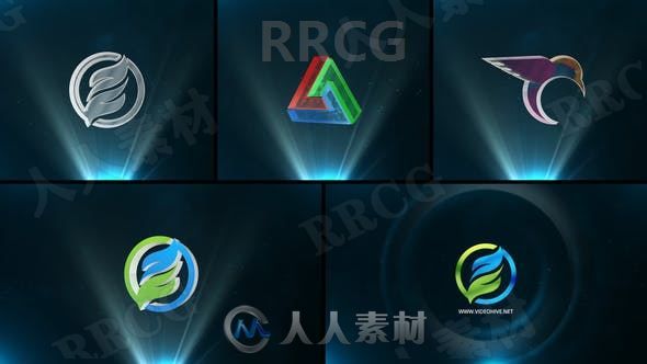 简单立体旋转发散效果LOGO动画演绎AE模板