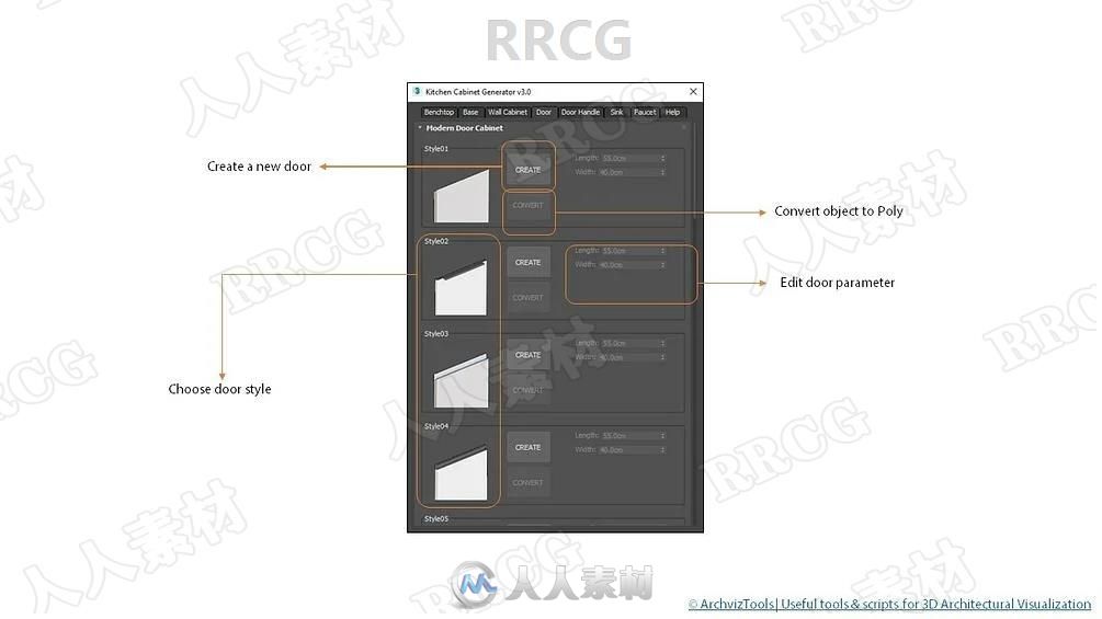 Kitchen Cabinet Generator厨房模型自动创建3dsmax脚本V4.0版