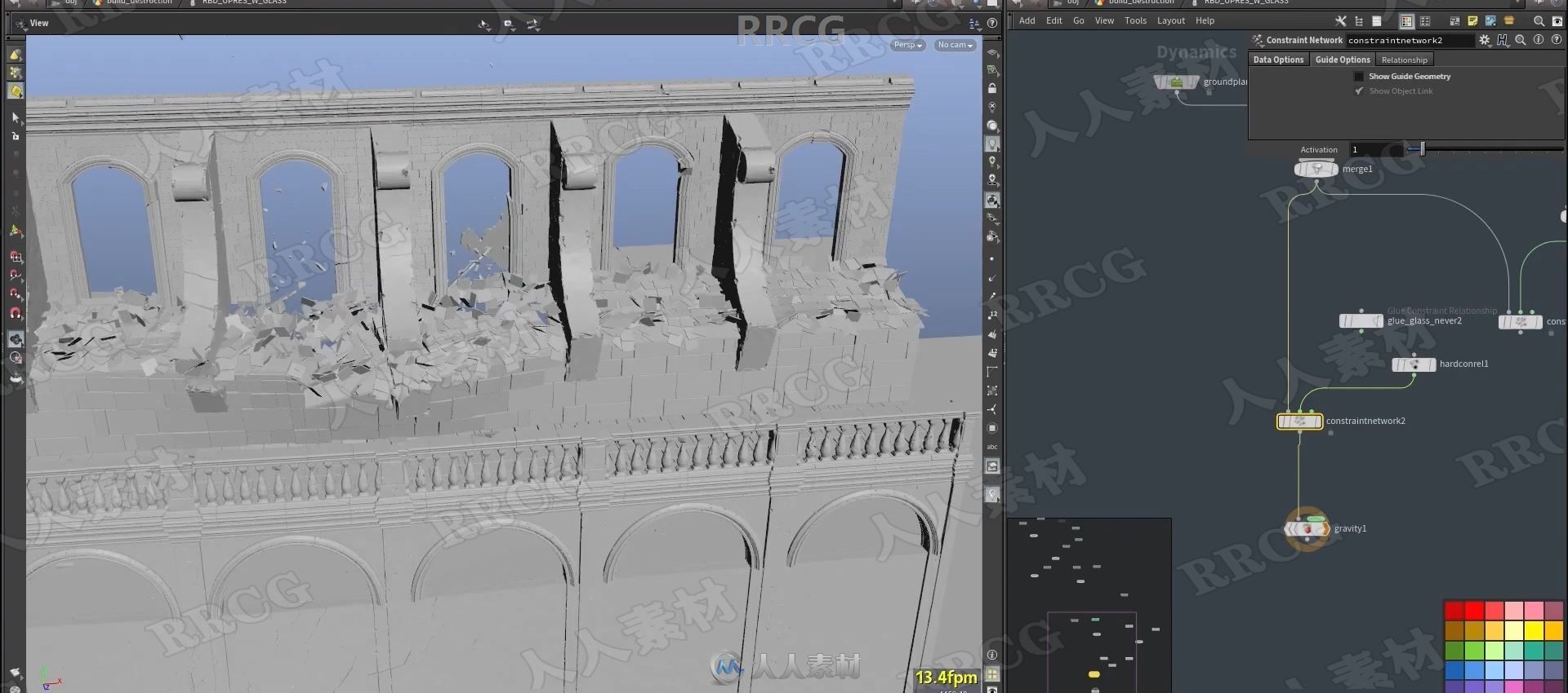 Houdini影视级物理破坏破碎VFX特效制作工作流程视频教程