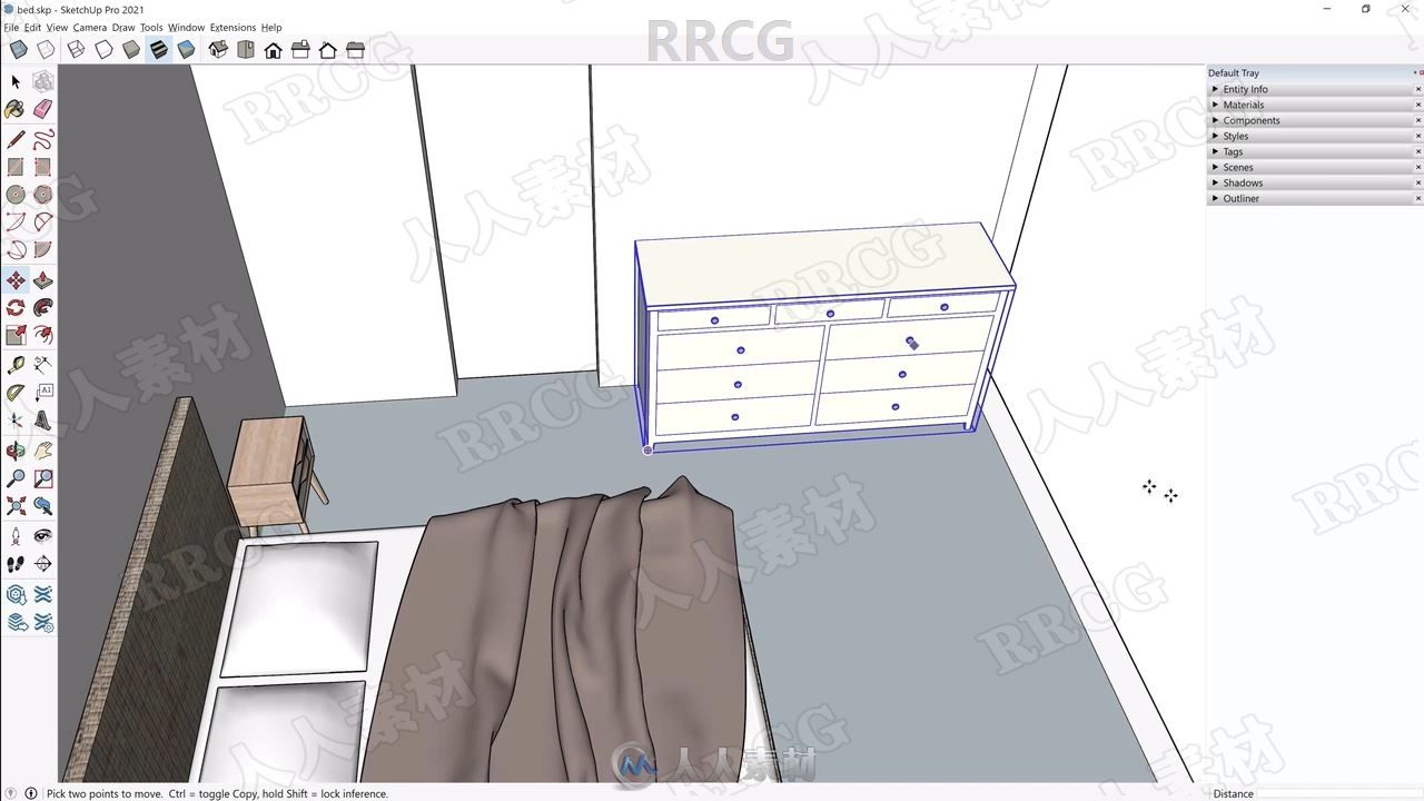 Sketchup卧室建模室内设计实例制作训练视频教程