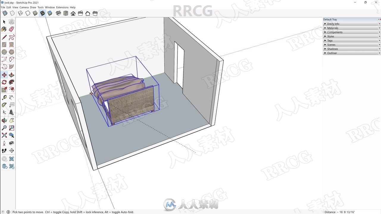 Sketchup卧室建模室内设计实例制作训练视频教程