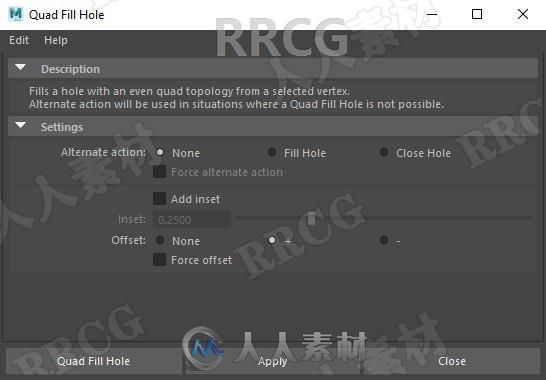 GN Quad Fill Hole顶部快速四边形拓扑Maya插件v4.01版