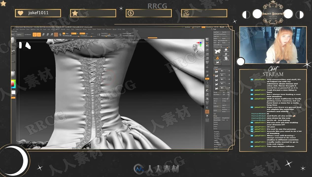 ZBrush 3dsmax SP多利亚哥特式服装的设计建模与贴图制作视频教程