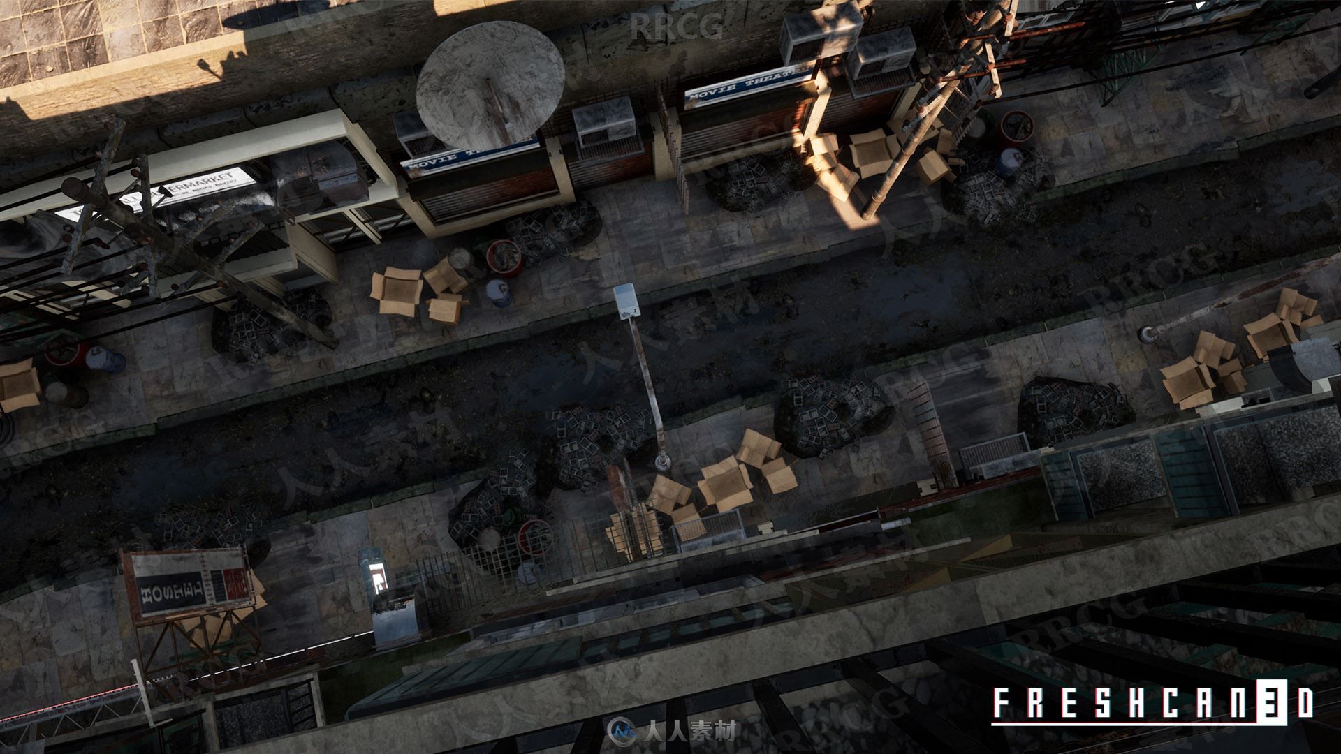 废弃世界末日城市建筑风格环境Unreal Engine游戏素材资源