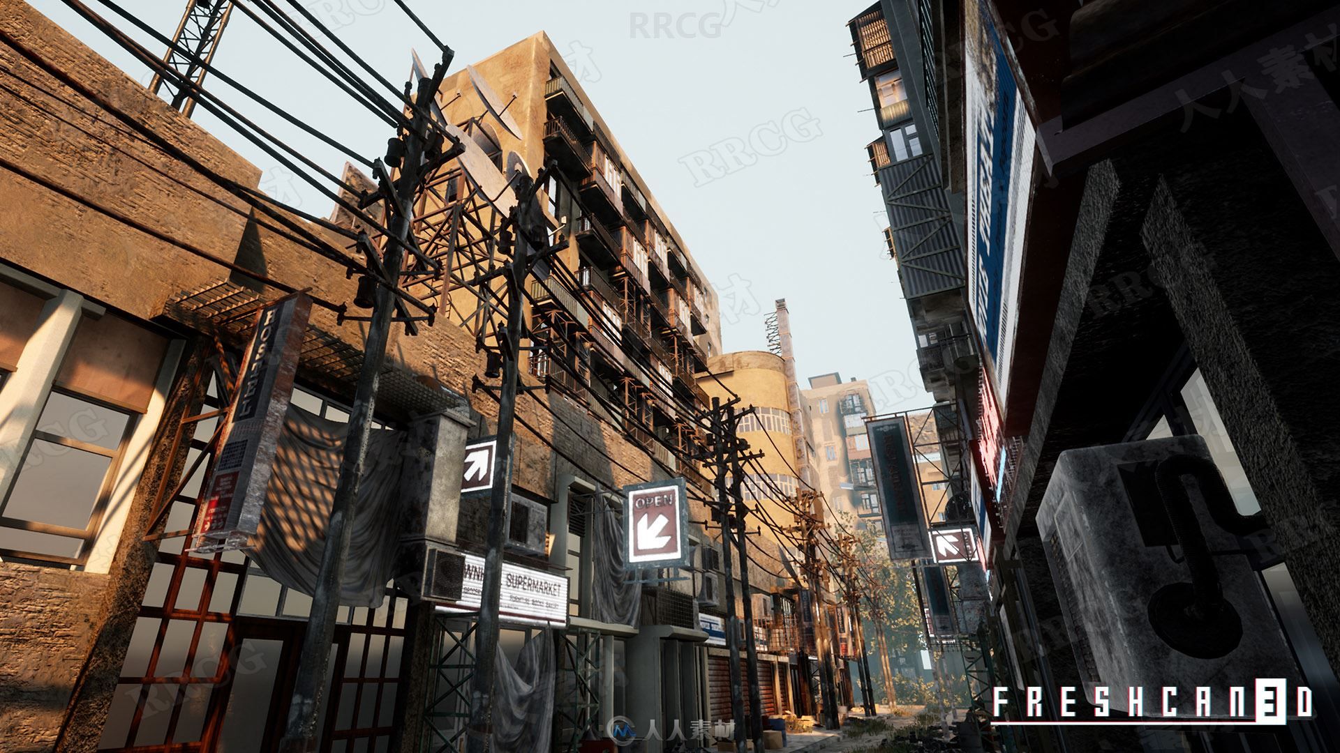 废弃世界末日城市建筑风格环境Unreal Engine游戏素材资源