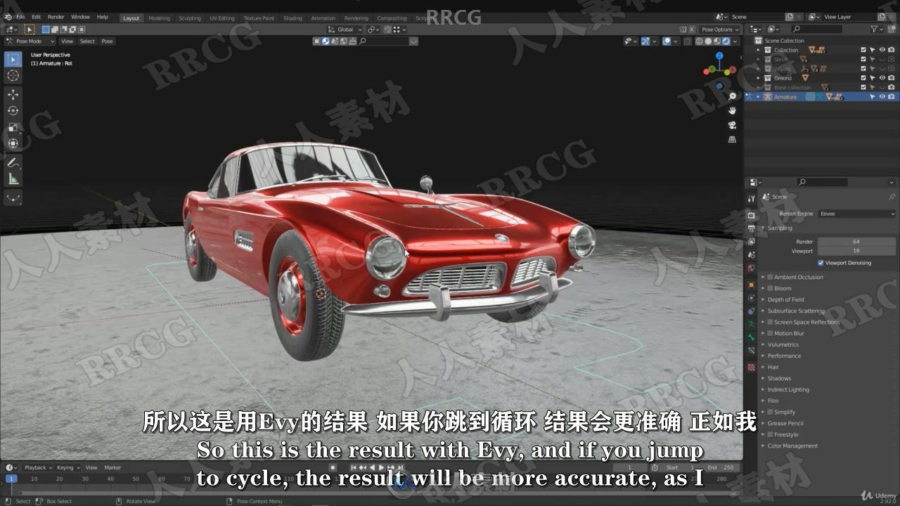 【中文字幕】Blender经典宝马BMW507汽车完整制作完整工作流程视频教程