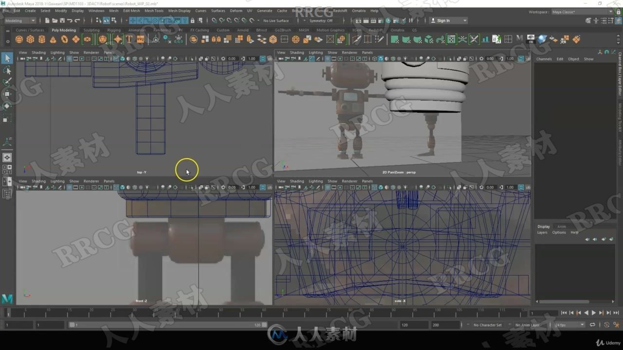 Maya机器人硬表面建模与纹理制作全流程视频教程