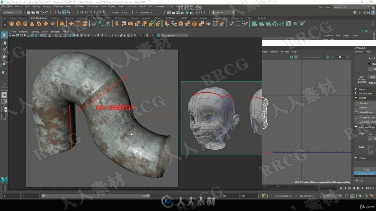 Maya机器人硬表面建模与纹理制作全流程视频教程