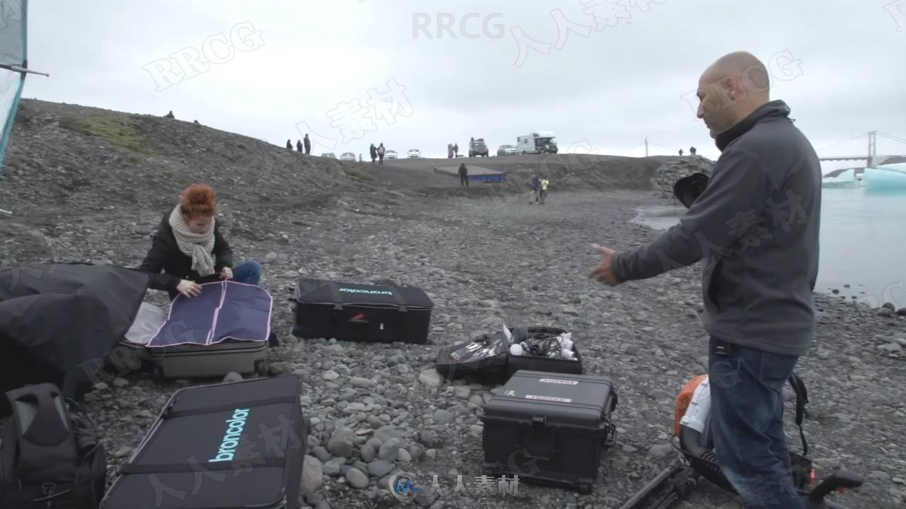 室外寒冷冰岛湖面场景人像美丽拍摄视频教程