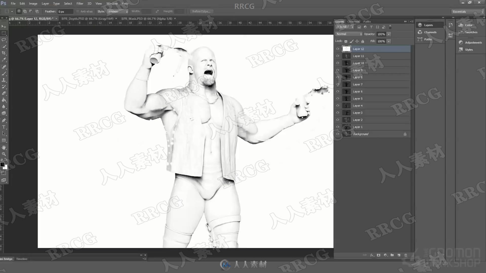 Zbrush逼真摔跤人物角色解剖雕刻完整制作流程视频教程