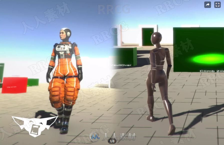 女性角色行走运动3D动画Unity游戏素材资源