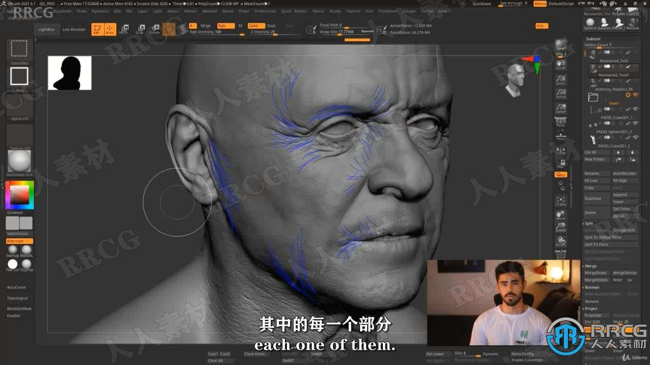 【中文字幕】Zbrush超逼真好莱坞明星数字雕刻制作视频教程