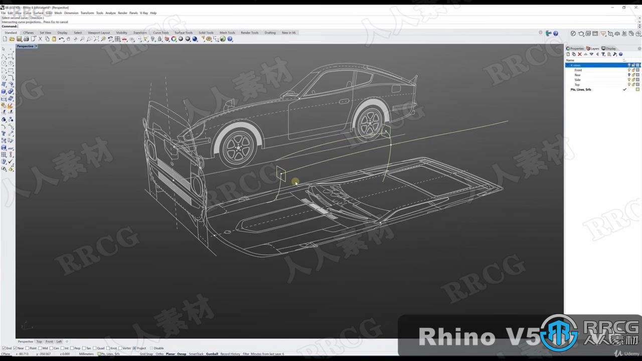 Rhino日产尼桑跑车Datsun 240Z硬表面建模视频教程