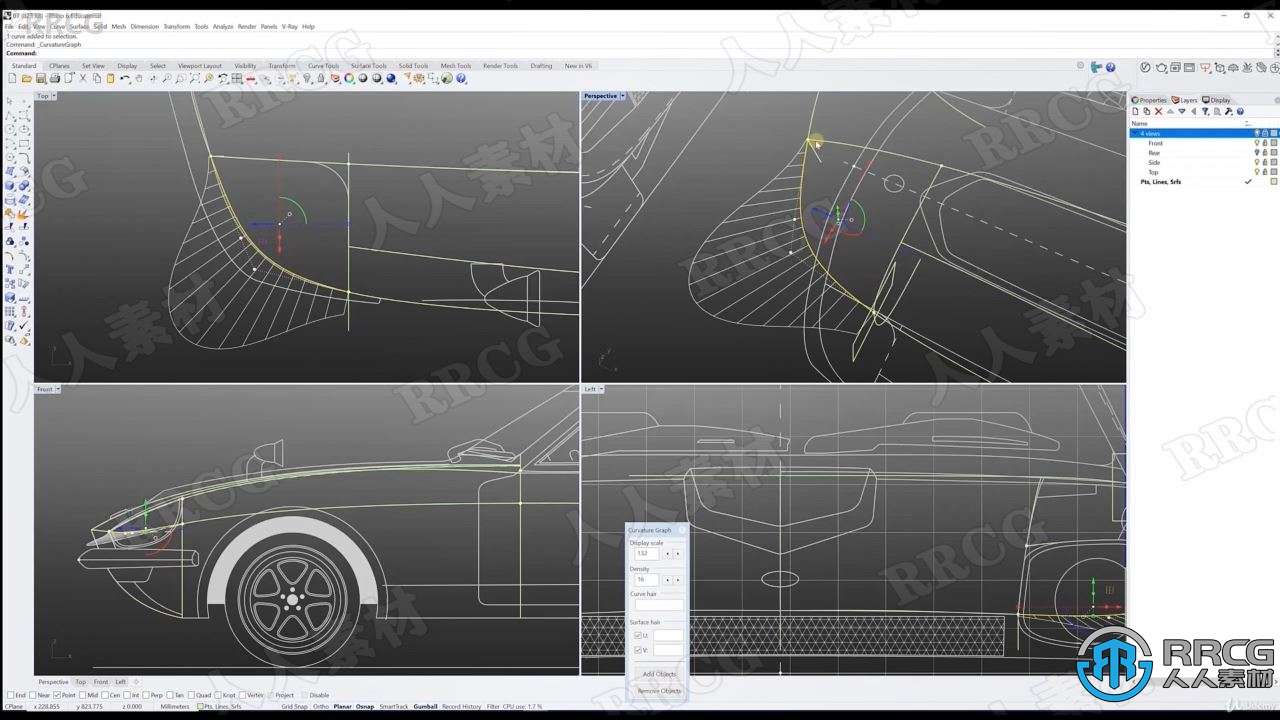 Rhino日产尼桑跑车Datsun 240Z硬表面建模视频教程