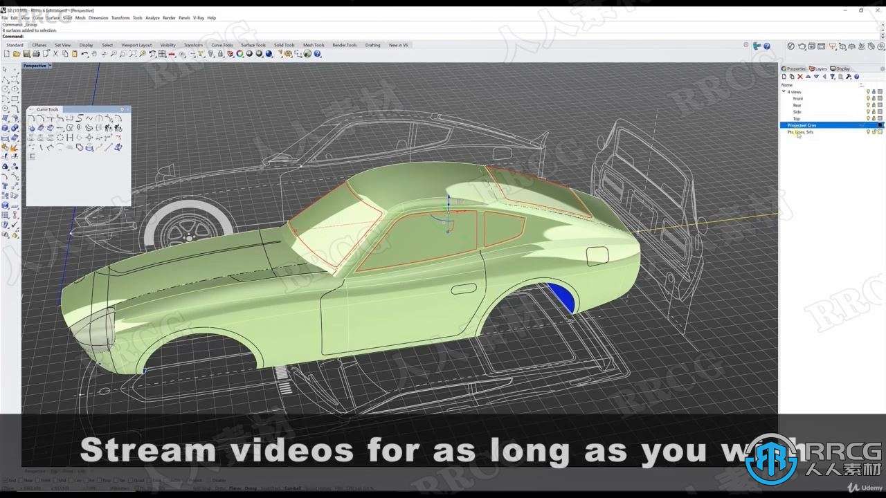 Rhino日产尼桑跑车Datsun 240Z硬表面建模视频教程