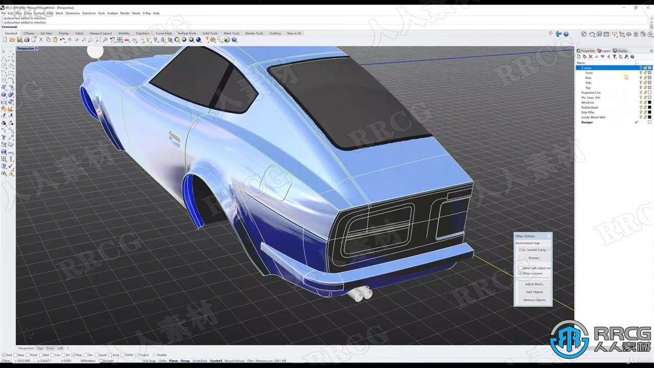 Rhino日产尼桑跑车Datsun 240Z硬表面建模视频教程