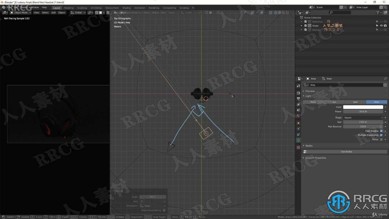 【中文字幕】Blender逼真耳机模型产品实例制作视频教程