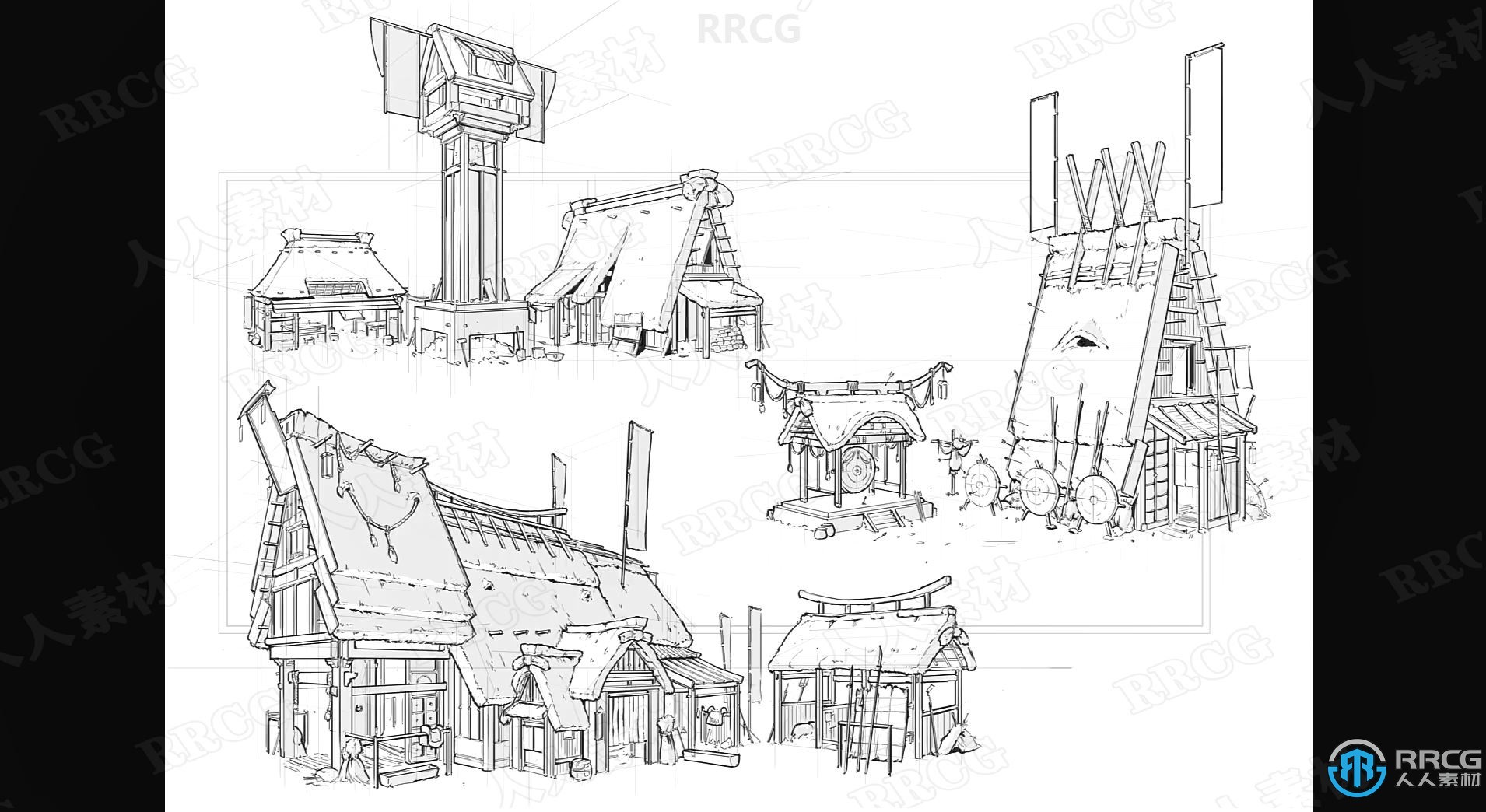 PS初学者建筑素描线稿绘制工作流程视频教程