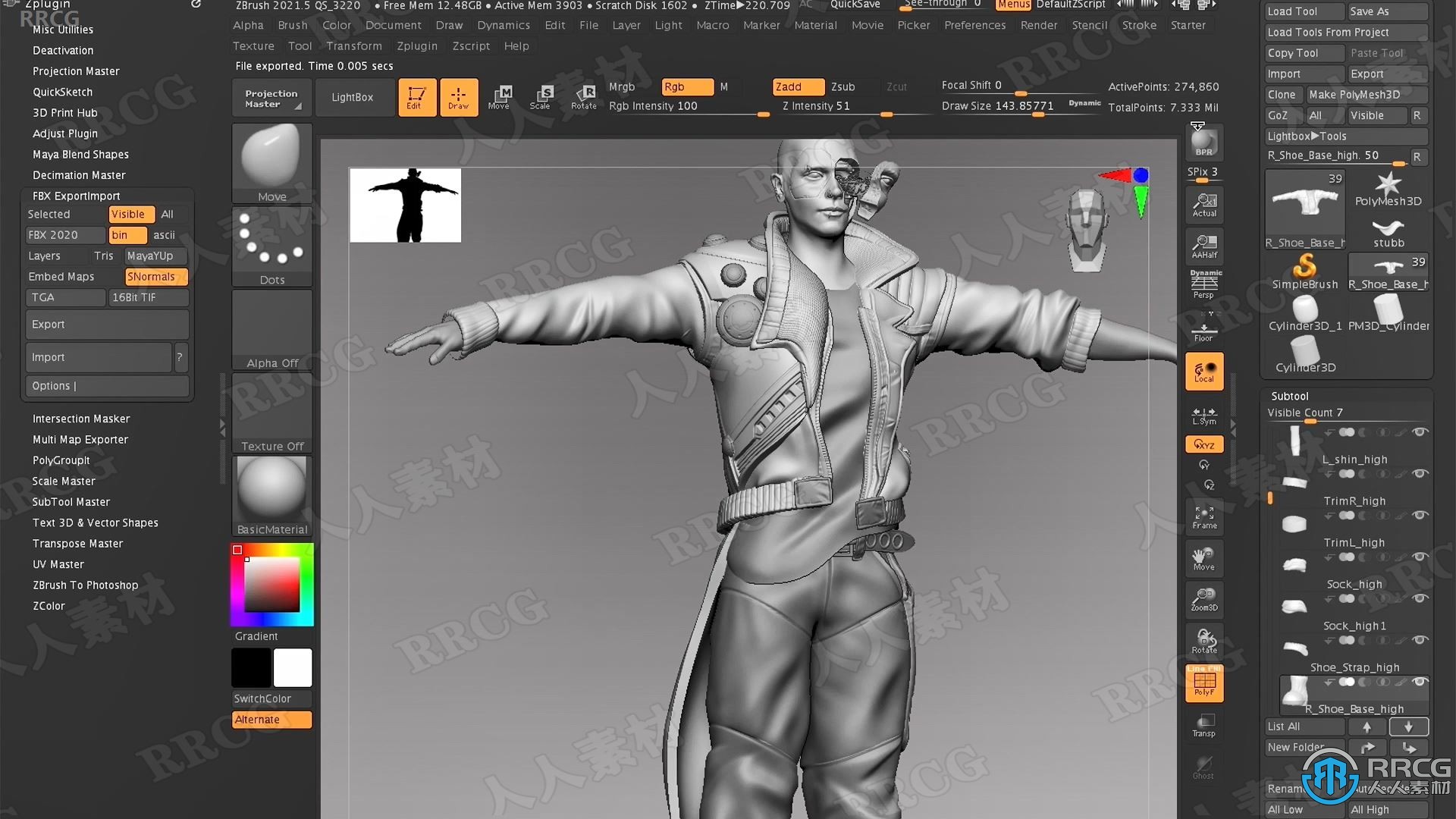 Zbrush赛博朋克黑客角色3D雕刻建模制作视频教程