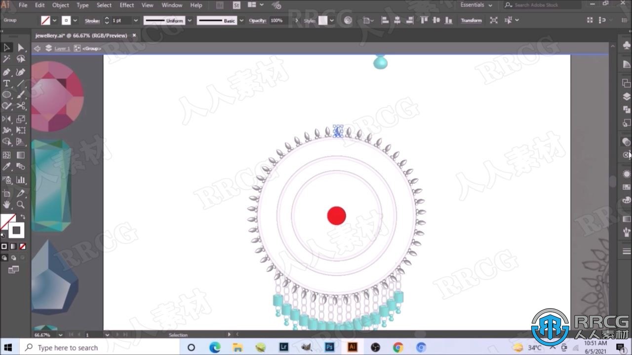 AI绘制珠宝从草图到矢量图像设计创建过程视频教程