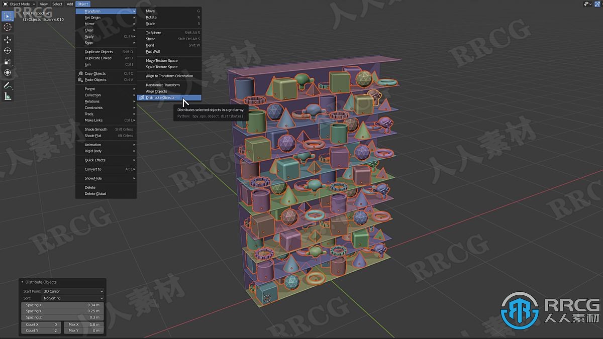 Distribute Objects addon阵列排列Blender插件V1.00版