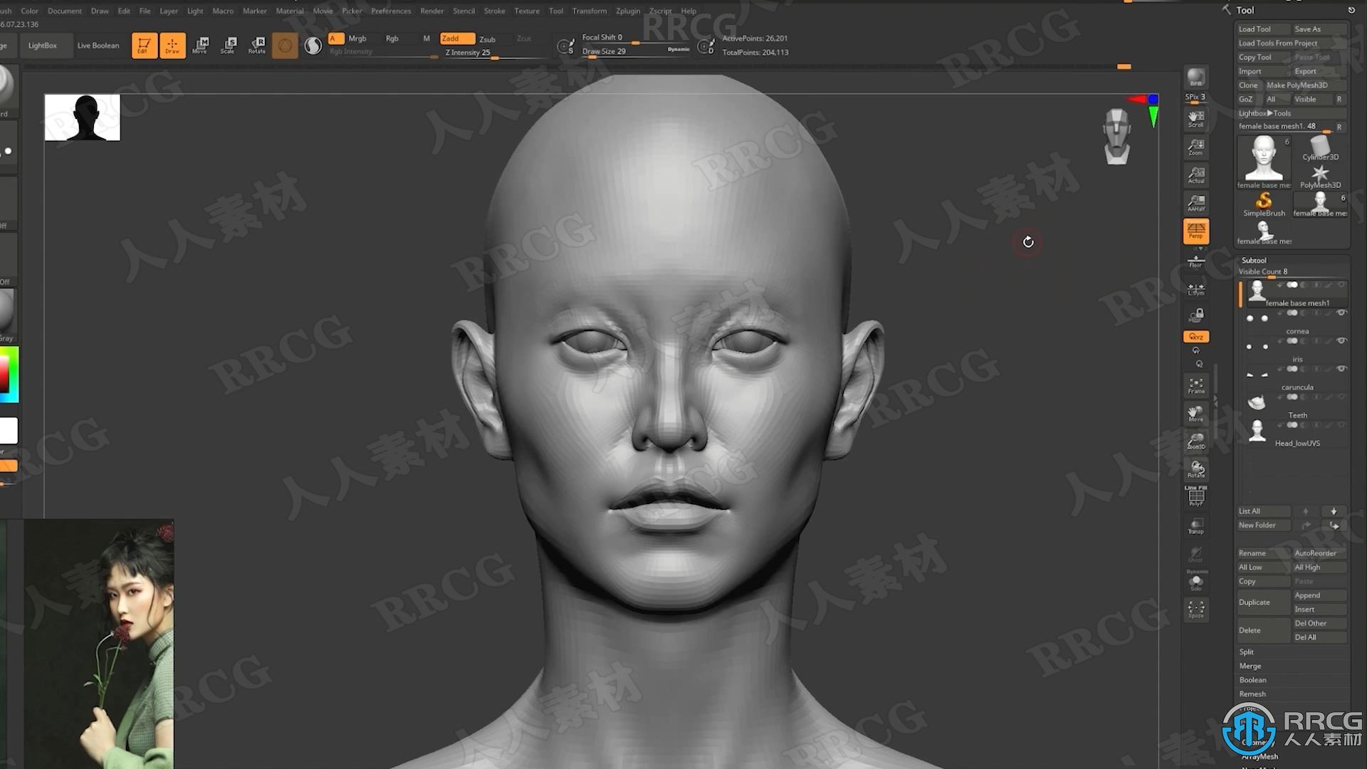 Zbrush逼真角色创建立体模型全流程视频教程