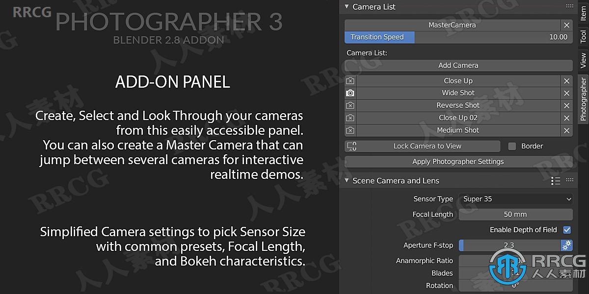 Photographer 4物理灯光设置Blender插件V4.8.0版