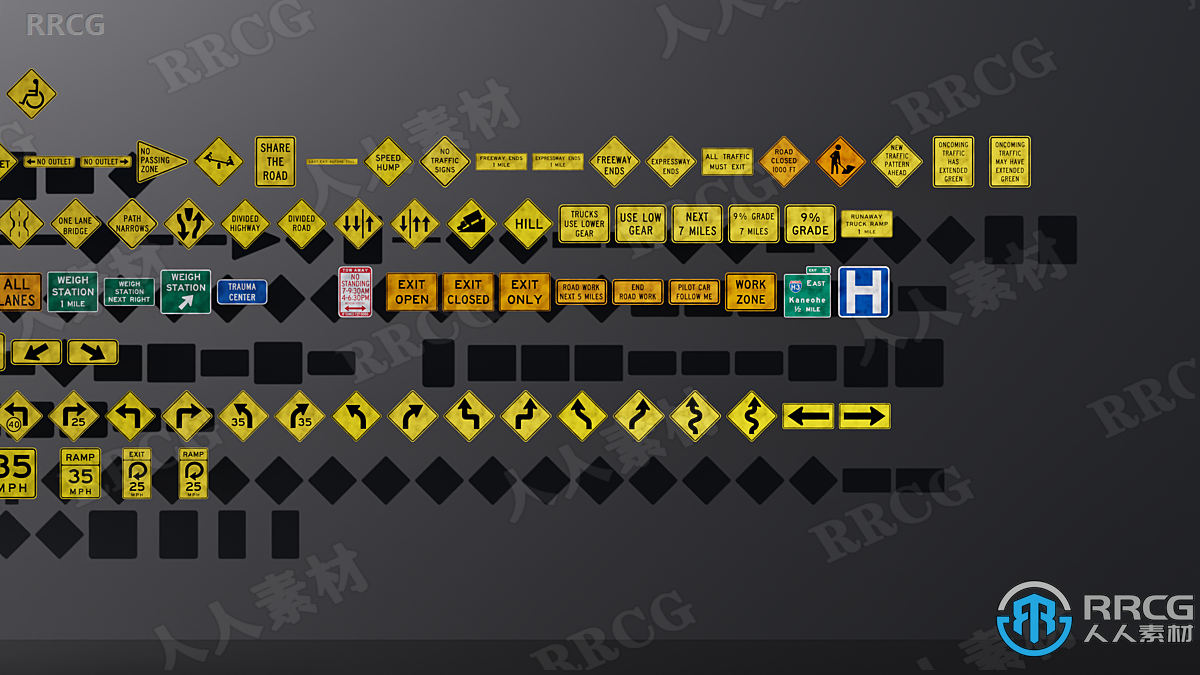 450组街道道路标识路牌标志blender高清贴图合集