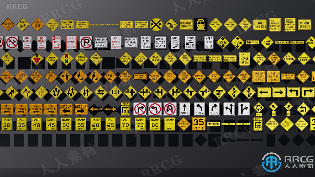 450组街道道路标识路牌标志blender高清贴图合集