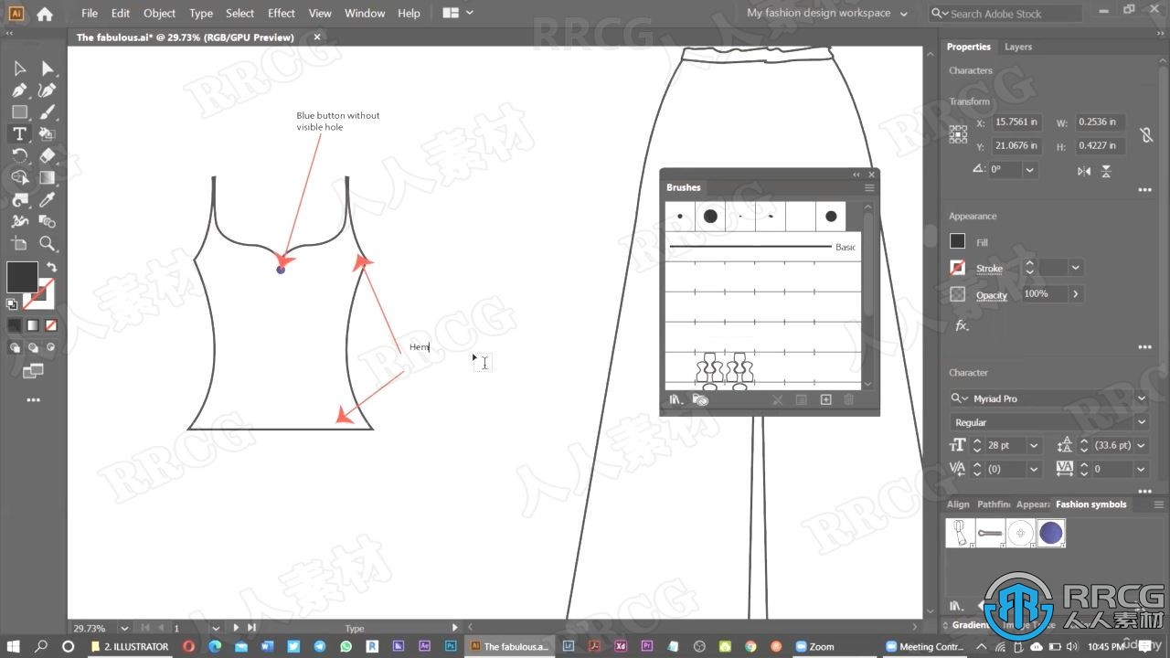 AI初学者时装设计草图到矢量插图创作过程工作流程视频教程