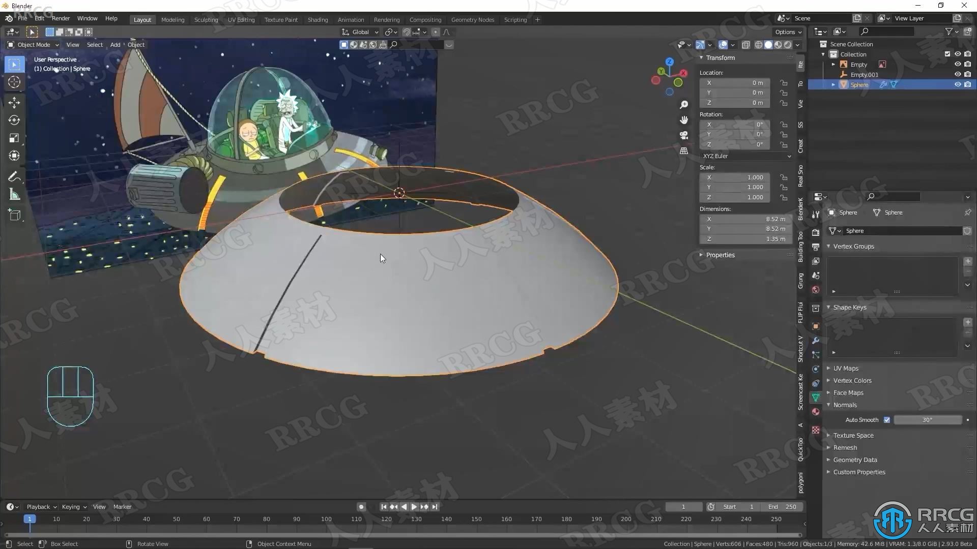 Blender瑞克和莫蒂动画飞碟模型制作视频教程