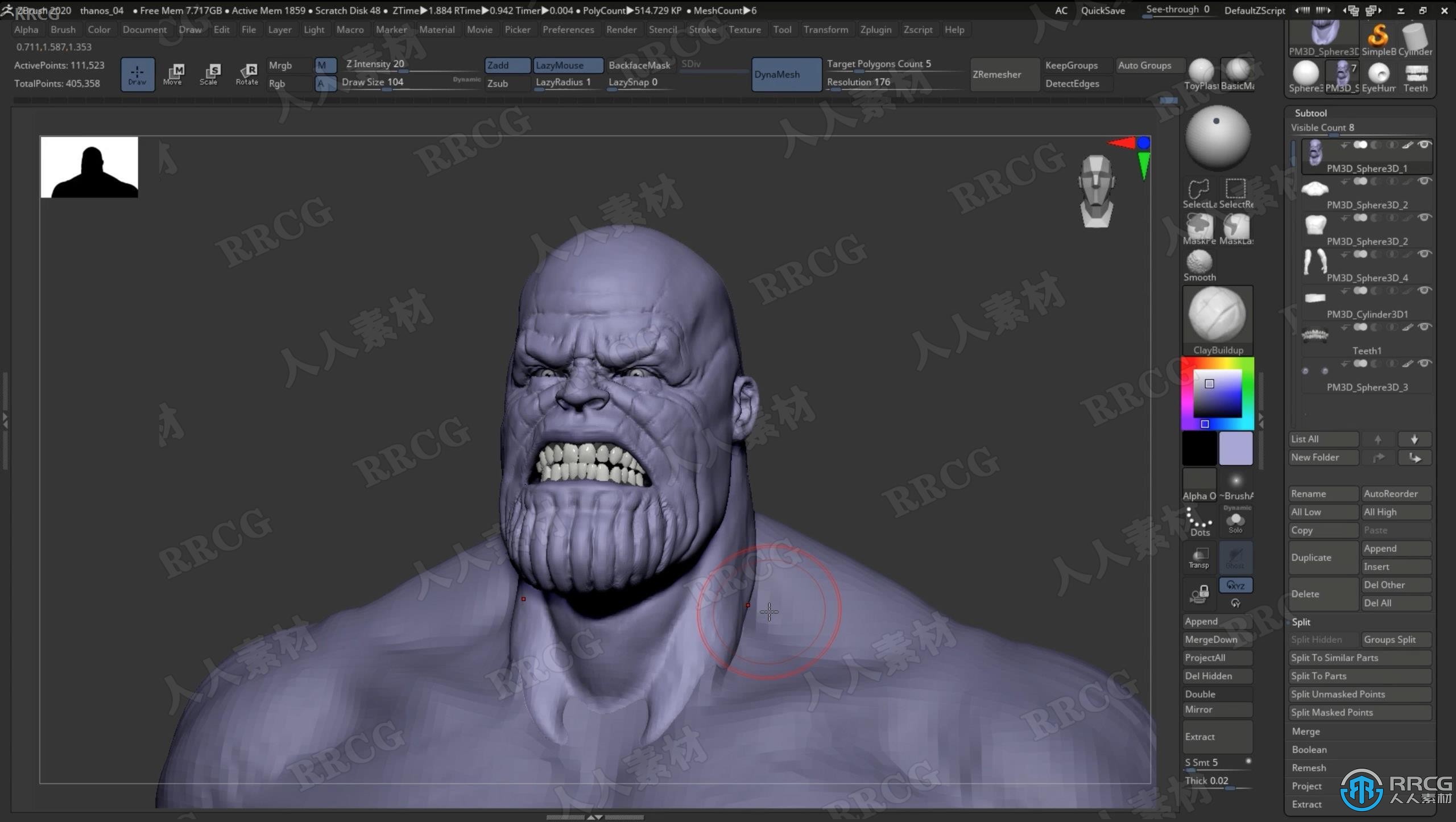 ZBrush漫威灭霸角色和能量宝石雕刻建模训练视频教程