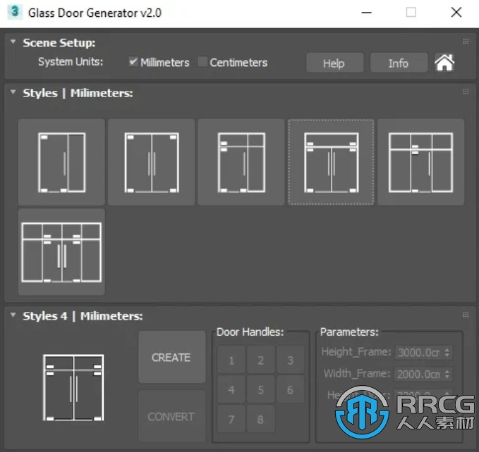 Glass Door Generator玻璃门生成器3dsmax脚本V2.0版