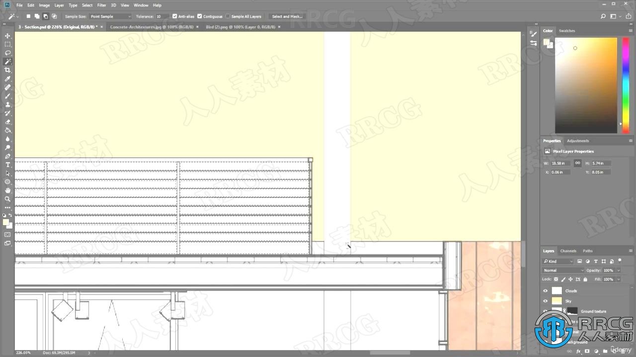 PS建筑图纸渲染绘图制作处理工作流程视频教程