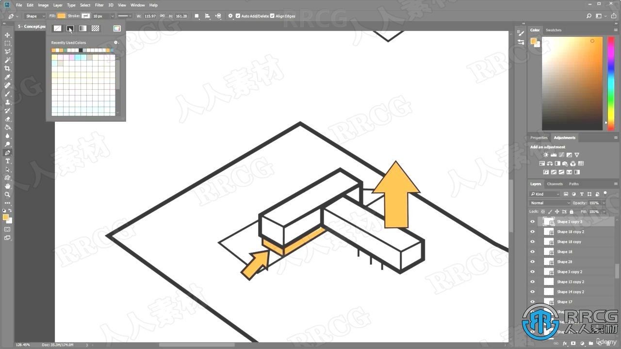 PS建筑图纸渲染绘图制作处理工作流程视频教程