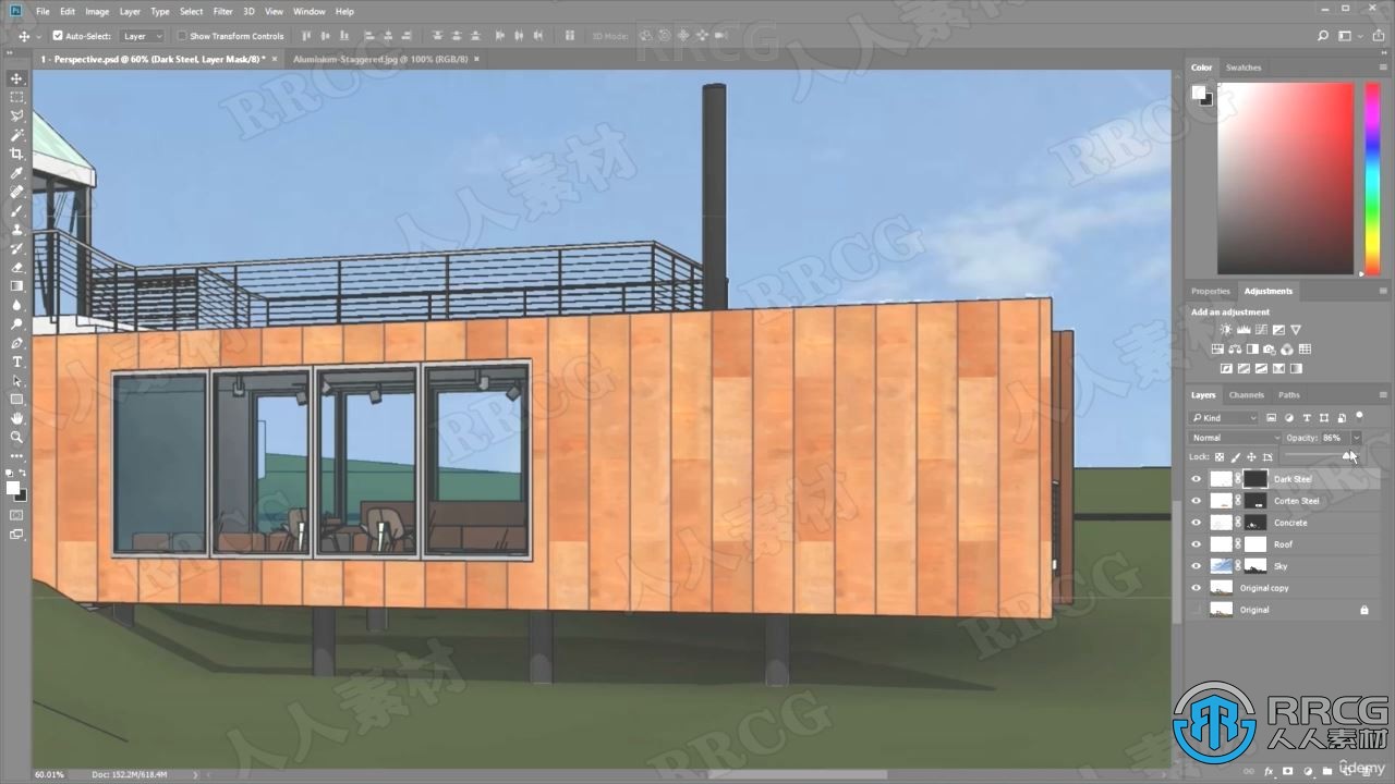 PS建筑图纸渲染绘图制作处理工作流程视频教程