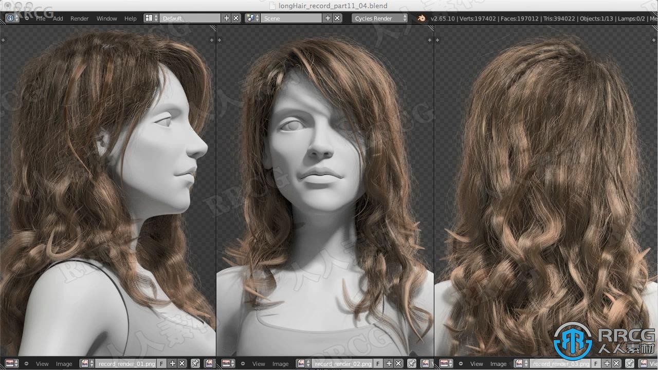 Blender逼真女性头发造型实例制作视频教程