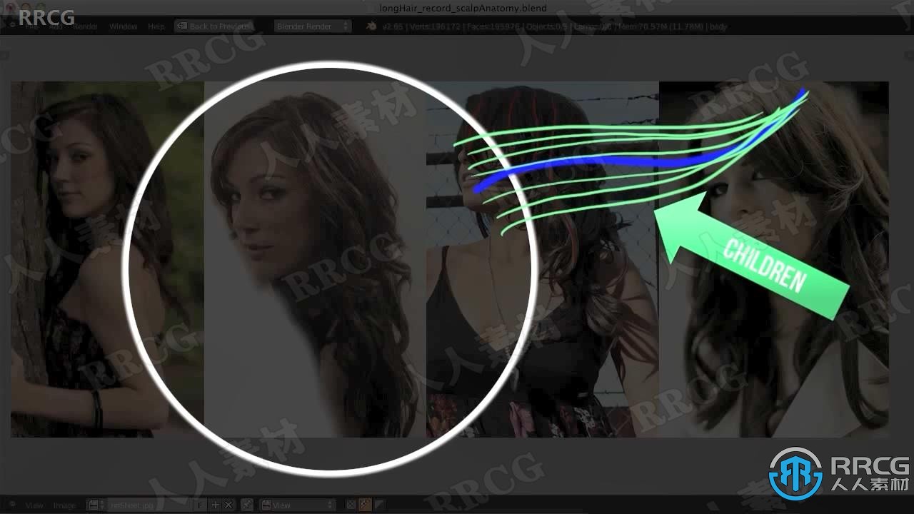 Blender逼真女性头发造型实例制作视频教程