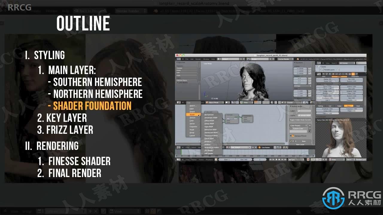 Blender逼真女性头发造型实例制作视频教程