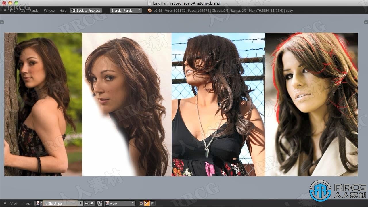 Blender逼真女性头发造型实例制作视频教程