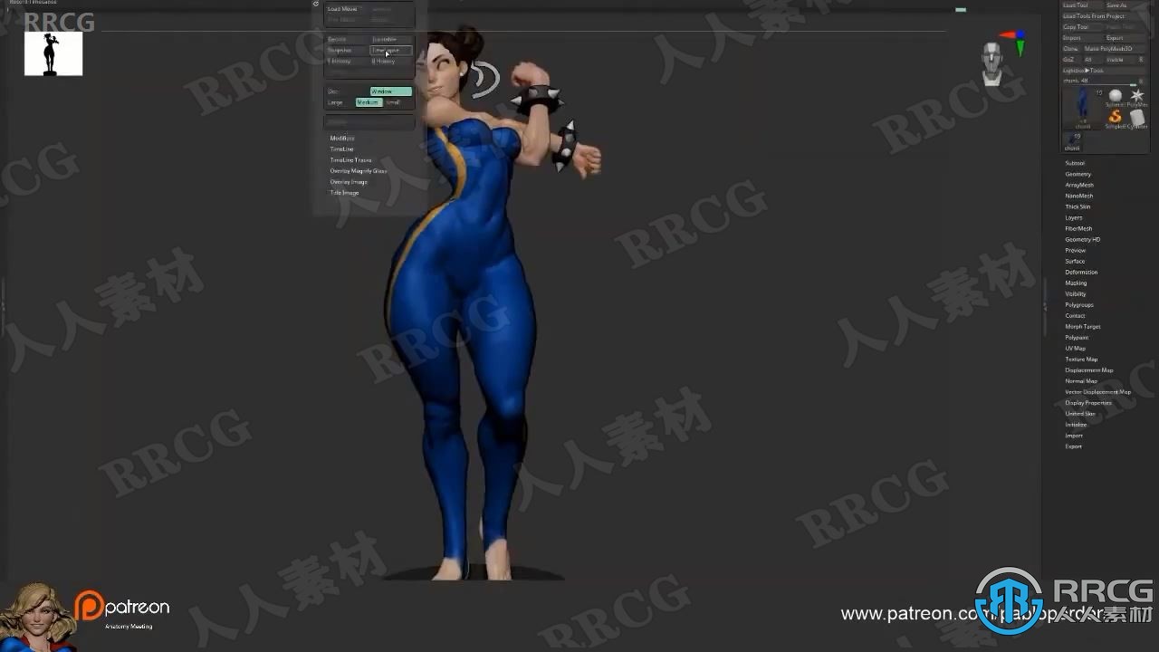 ZBrush街霸游戏春丽女性角色雕刻实例制作视频教程