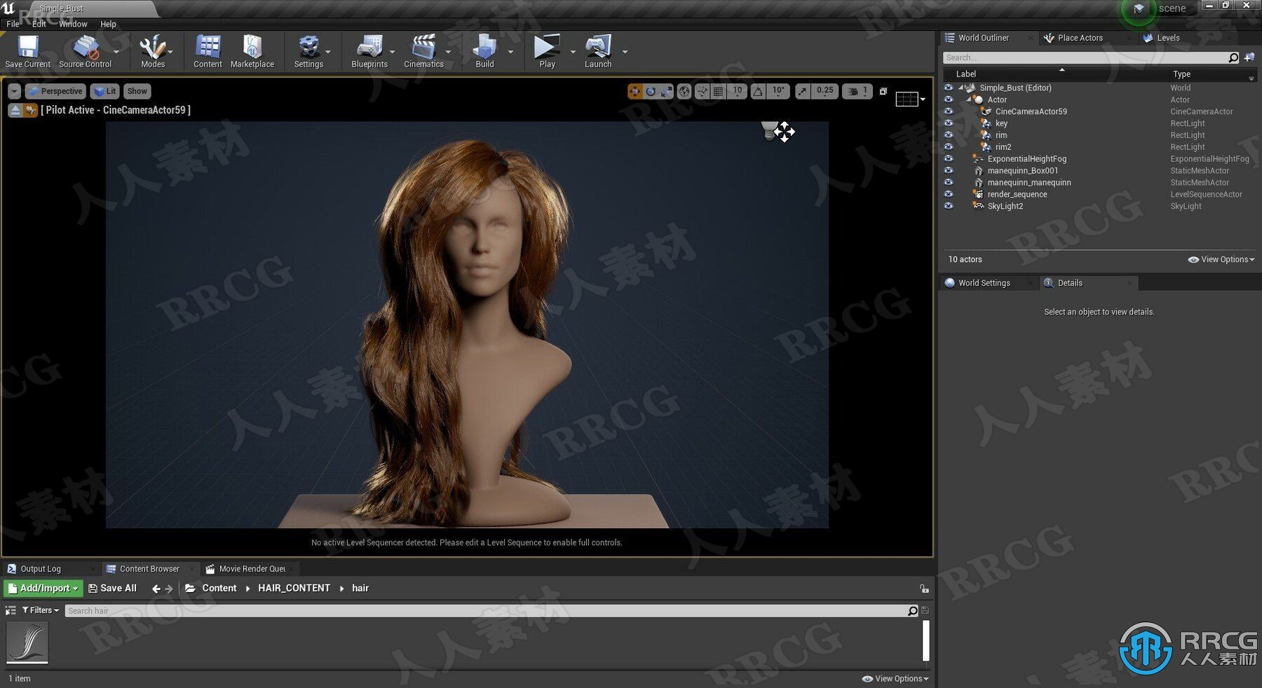 【RRCG】Manequinn实时发型头发Groom插件Unreal游戏素材资产